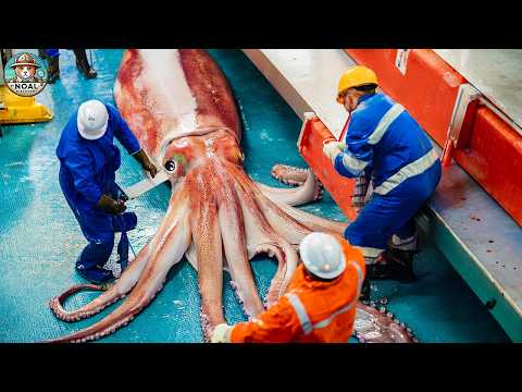 Million Dollar Squid Farming Harvesting and Processing - Squid process in Factory