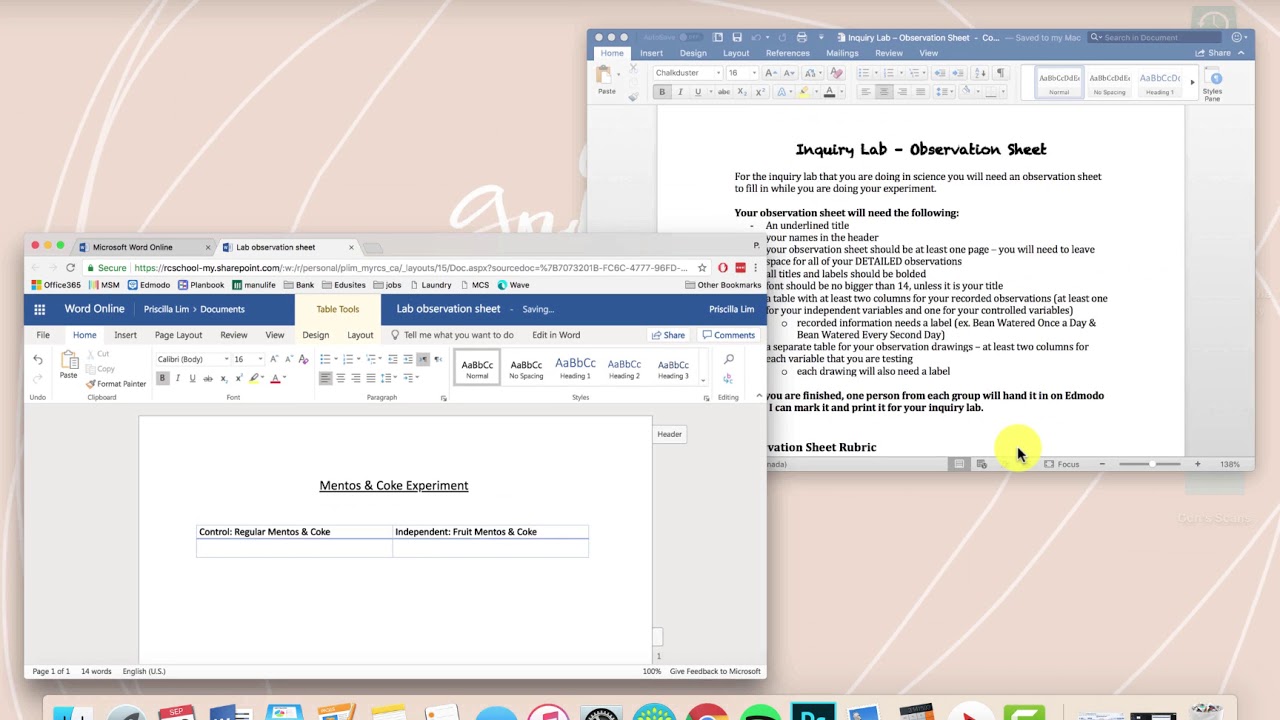 Observation sheet tutorial
