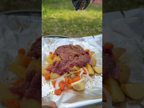 Foil packet cooking on the campfire 🔥