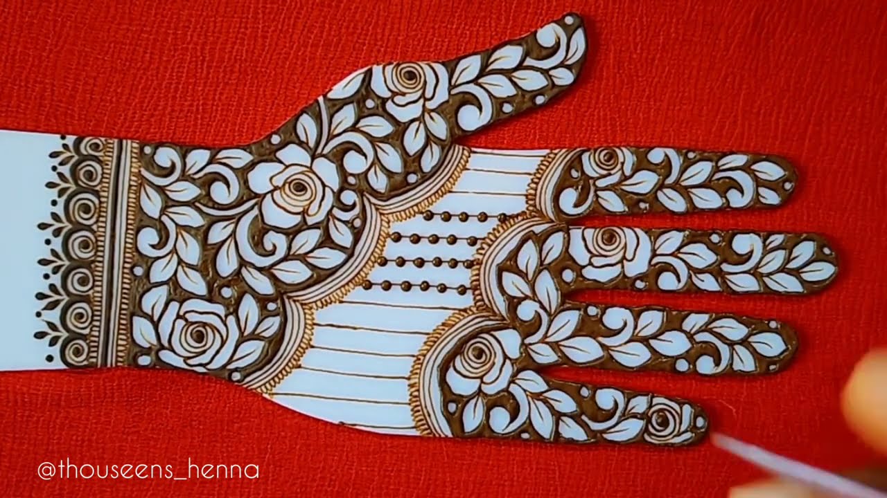 stylish semi bridal mehndi design by thouseens henna