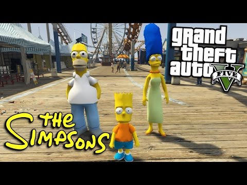 GTA 5 Mods - THE SIMPSONS MOD w/ BART, HOMER & MARGE (GTA 5 Mods Gameplay)