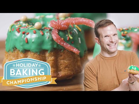 Mini Spiced Bundt Cake Wreaths with Zac Young | Holiday Baking Championship | Food Network