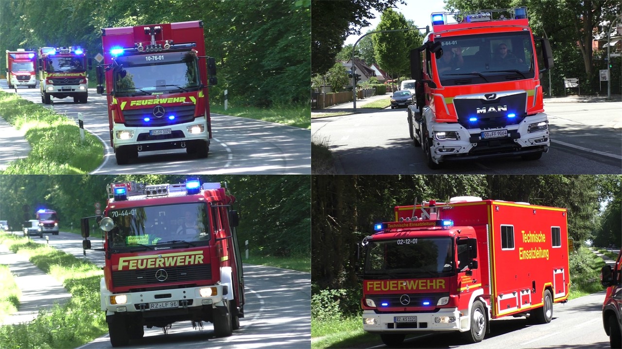 [Chlorgasaustritt vor Seniorenheim sorgt für Großeinsatz] Einsatzfahrten zum Großeinsatz in Aumühle