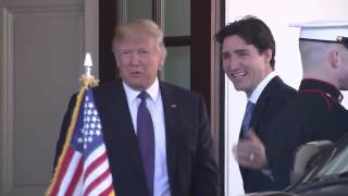 President Donald Trump welcomes Canadian PM Justin Trudeau to White House