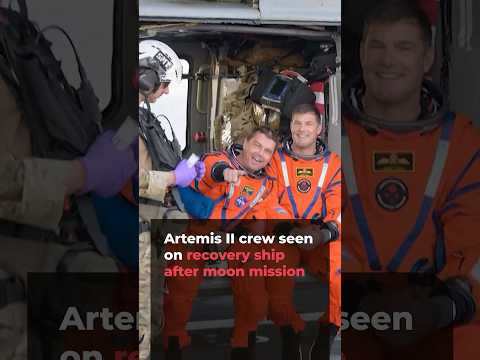 Artemis II crew seen on recovery ship after moon mission return | AJ #shorts