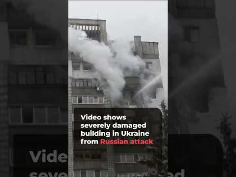 Video shows severely damaged building in Ukraine from Russian attack | AJ#shorts