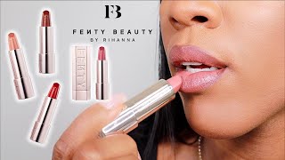 NEW FENTY BEAUTY ICON SEMI MATTE LIPSTICK SWATCH + REVIEW| DARK SKIN