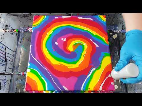 #7- Rainbow/Tie-Dye Chameleon Cells | Fluid Acrylic Pour Painting | Abstract Art
