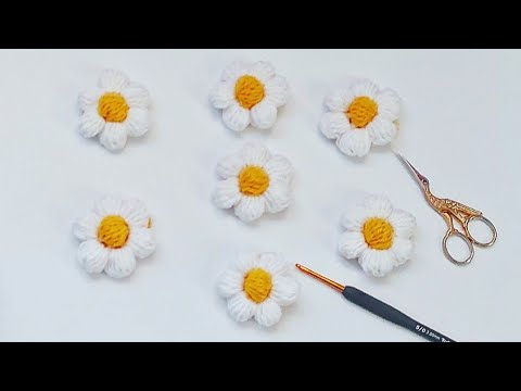 Cum croșetez floare de margaretă/daisy flower/çiçek papatya- model simplu pas cu pas