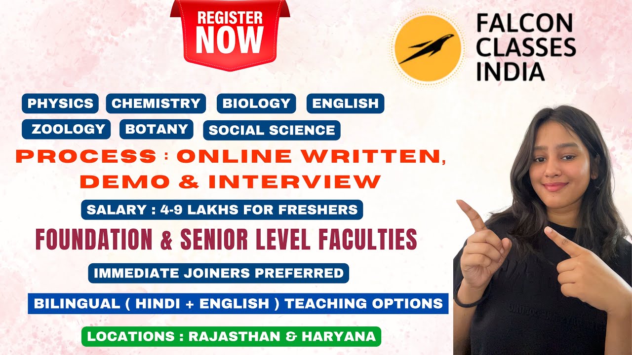 Falcon Classes India Hirings 2025 | Foundation & Senior Level Faculties | Freshers Eligible | Jobs |