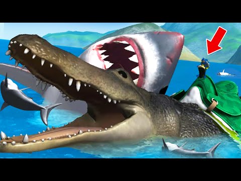 GIANT ALLIGATOR vs GIANT SHARK - Amazing Frog Part 186 | Pungence