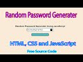 Random Password Generater Using HTML CSS And JavaScript With Copy Command Free Source Code