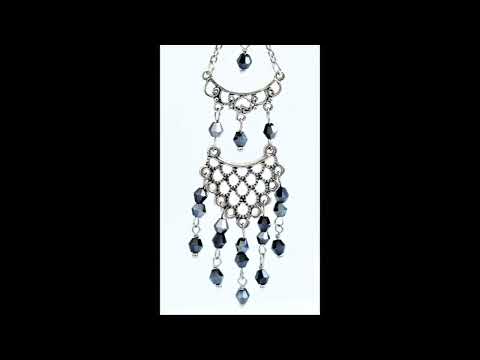 Длинные серьги с черными бусинами подвесками Ностальгия Ручная работа - фото 1 - id-p1418683265