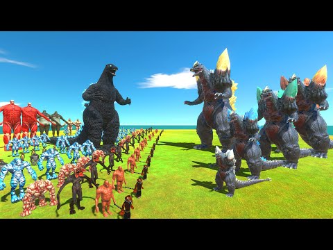 Space Godzilla Of Evolution VS Unarmed Team - Animal Revolt Battle Simulator