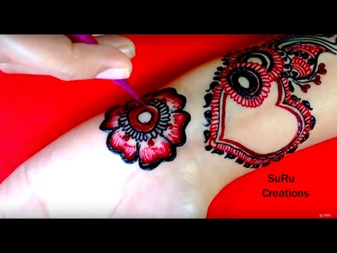 heart shaped color mehndi design by suru creations