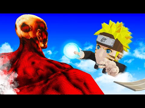 Naruto Car crashes into Colossal Titans in Teardown