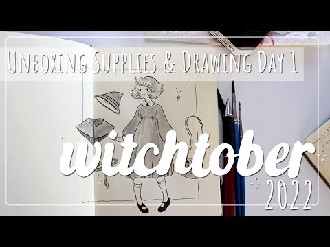 Witchtober 2022 - Drawing Day 1: School Uniform | Art Challenge | Unboxing Art Supplies 🌸
