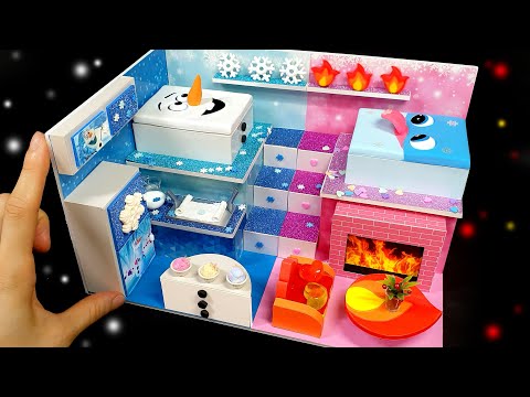 DIY Miniature Frozen Olaf VS Bruni Board House # - Build Amazing COLD VS HOT House ｜올라프 VS 브루니