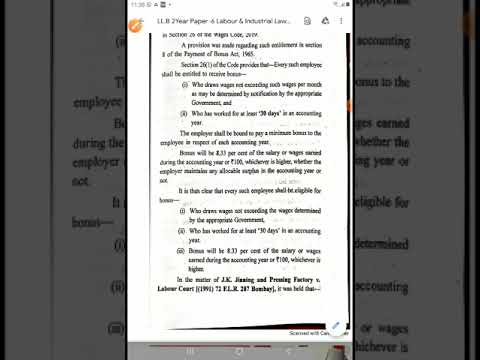 Subject-Labour and Industrial law Topic-24 Bonus and Qualifications and Disqualification for bonus