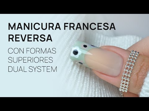 Manicura francesa con formas superiores Dual System 🌸 diseño flores