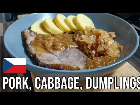 Roast pork with sauerkraut and potato dumplings│CZECH NATIONAL FOOD!