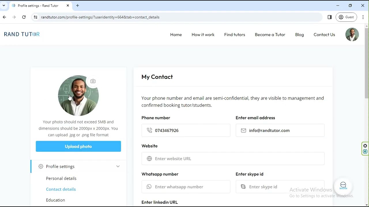How to Update Your Contact Details as a Tutor (For Tutors)