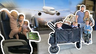 QUADRUPLETS ON A PLANE FOR 6Hrs | Taking Carson and the Quads on a 6 hour flight! 😅