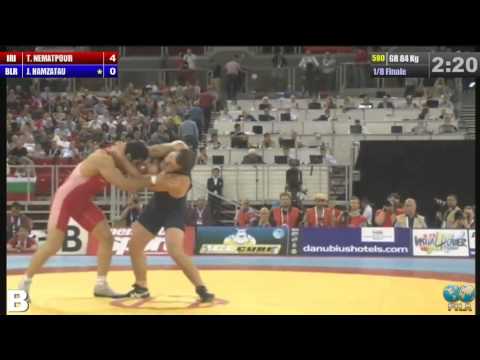 Taleb Nematpour (IRI) vs Javid Hamzatau (BLR) 84kg 1/8 Final - 2013 World Wrestling Championships