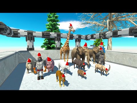 SNOW SPEED RACE ANIMAL TO RESCUE DINOSAURS ON CHRISTMAS DAY - Animal Revolt Battle Simulator
