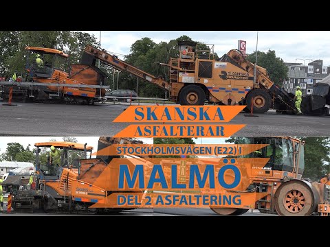 Skanska asfalterar Stockholmsvägen (E22) i Malmö  (Del 2 Asfaltering) (2020-06-10