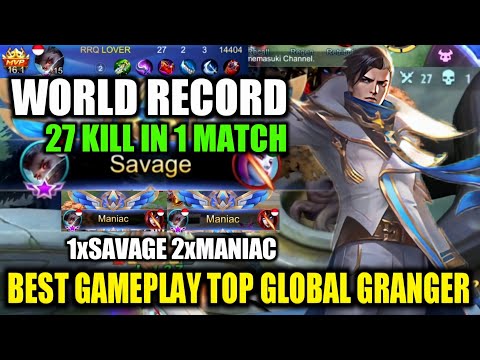 SOLO, 27 KILL NEW WORLD RECORD TOP GLOBAL GRANGER - MOBILE LEGENDS