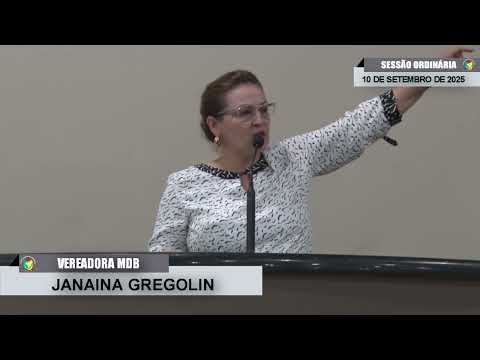CMBTE - USO DE TRIBUNA PELA VEREADORA JANAINA GREGOLIN - MDB.