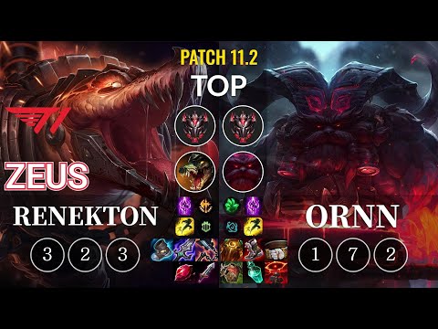 T1 Zeus Renekton vs Ornn Top - KR Patch 11.2