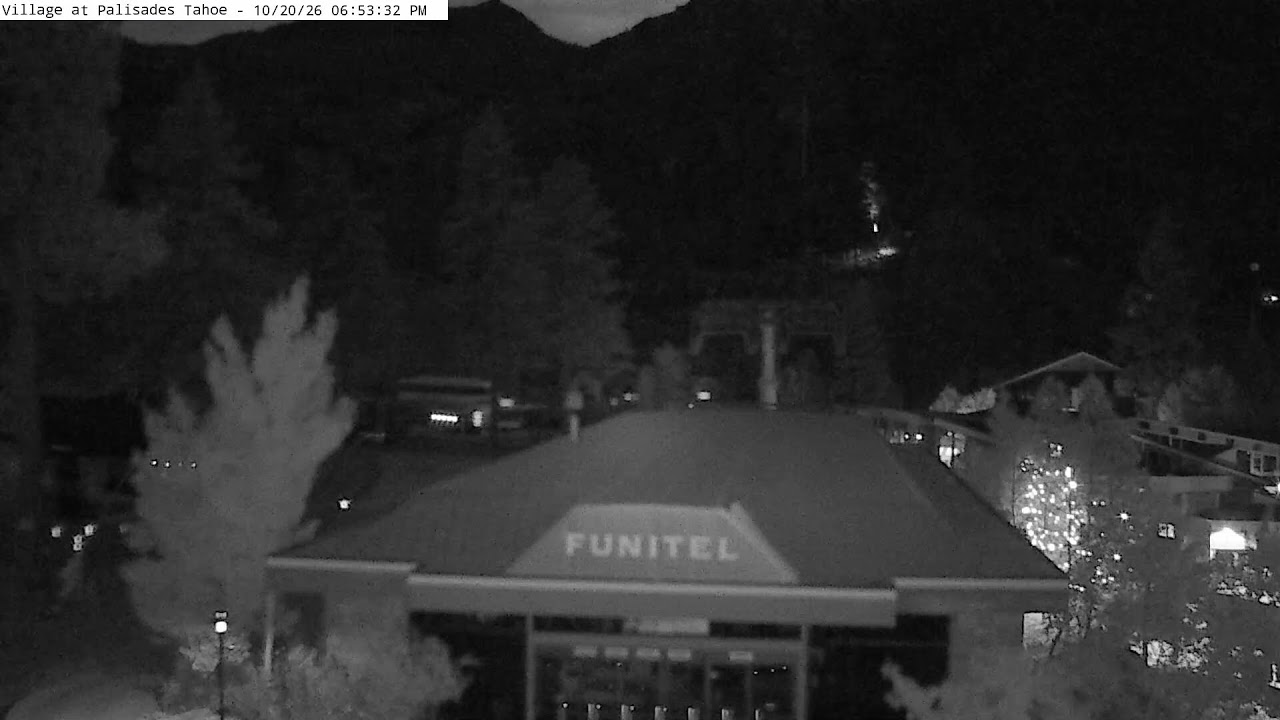 Live webcam view of Palisades Tahoe Funitel Base Area