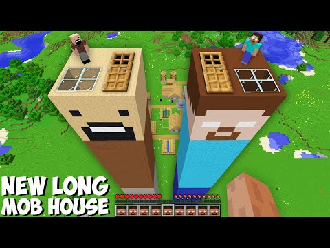 I found SUPER LONG MOB HOUSE INSIDE HEROBRINE vs NOTCH Minecraft ! SECRET HOUSE !