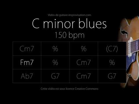 Guitar Backing Track C minor blues Jazz Swing feel 150 bpm