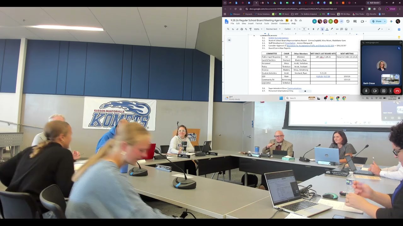 September 28th 2026 | Regular Schoolboard Meeting
