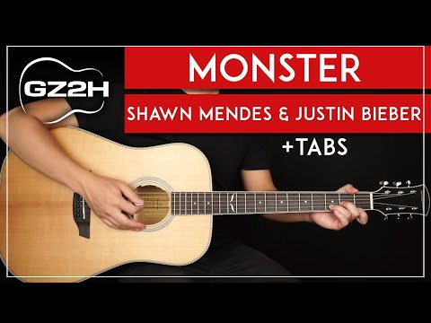 Monster Guitar Tutorial Shawn Mendes Justin Bieber Guitar Lesson |No Capo|