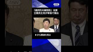 【ニュース】選択的夫婦別姓の法案を提出　他党の賛同なく立憲民主党が単独で #shorts