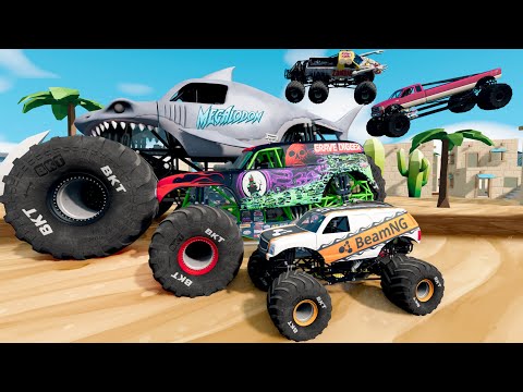 Big & Small Monster Trucks Mud Battle LIVE Compilation | BeamNG Drive - Griff's Garage