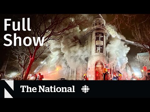 CBC News: The National | Montreal fire, Putin in Mariupol, Trump facing arrest?