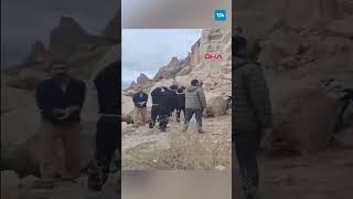 Kapadokya’da peribacası çöktü!