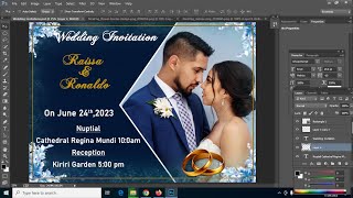 How to make a wedding Invitation card easily  in Photoshop Tutorial ||Free psd template to download
