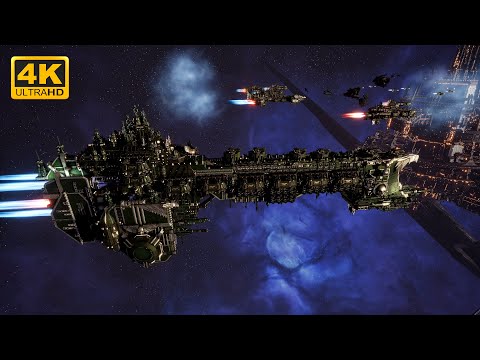 Dark Angels vs Orks - Veritatem Imperialis Mod - 4K Quality - Battlefleet Gothic Armada 2