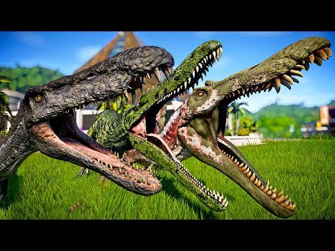 2 Spinosaurus Vs 2 Suchomimus Vs 2 Baryonyx - Jurassic World Evolution Dinosaurs Fight