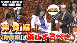 【予算委員会】参政党安藤議員が神質疑！消費税、インボイス、コロナ融資について