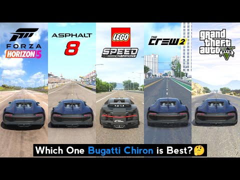 Bugatti Chiron Comparison in The Crew 2, Forza Horizon 4, Lego, Asphalt 8, Forza Horizon 5 & GTA 5