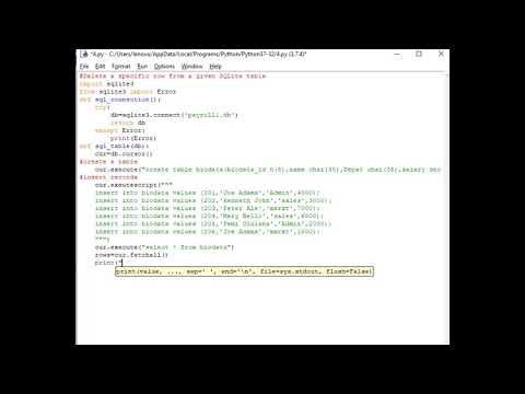 Delete A Specific Row From A Given Sqlite Table In Python