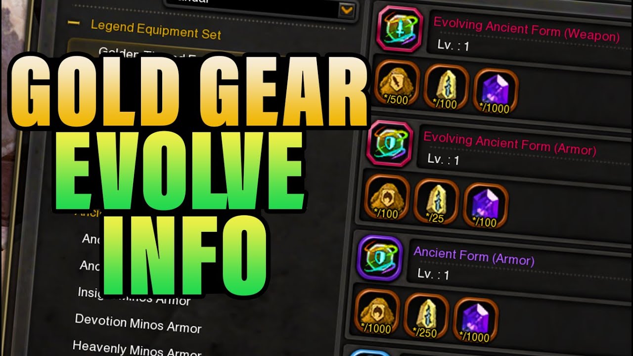 Gold Armor & Weapon Evolve Info | Dragon Nest