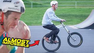 THE WOBBLE BIKE HAS TWO HEAD TUBES AND IS ALMOST IMPOSSIBLE TO RIDE!